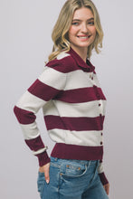 Wine Polo Knitted Cardigan