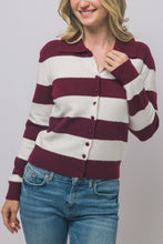 Wine Polo Knitted Cardigan