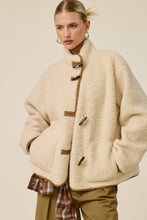Butter Cream Oversized Sherpa Toggle Button Jacket