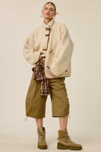Butter Cream Oversized Sherpa Toggle Button Jacket