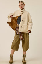Butter Cream Oversized Sherpa Toggle Button Jacket