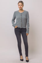 H.Grey Ruffle-placket Cardigan