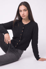 Black Ruffle-placket Cardigan