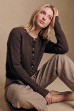 Brown Ruffle-placket Cardigan