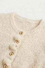 Ivory Ruffle-placket Cardigan