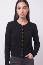 Black Ruffle-placket Cardigan