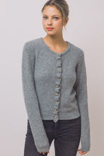 H.Grey Ruffle-placket Cardigan