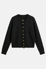 Black Ruffle-placket Cardigan