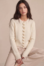 Ivory Ruffle-placket Cardigan
