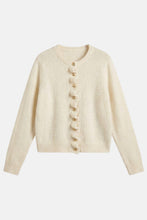 Ivory Ruffle-placket Cardigan