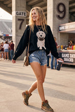 Black Oversized Gameday Football Puppy Sweater
