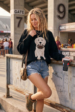 Black Oversized Gameday Football Puppy Sweater