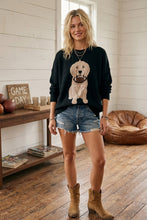 Black Oversized Gameday Football Puppy Sweater