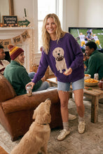 Purple Oversized Gameday Football Puppy Sweater