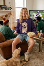 Purple Oversized Gameday Football Puppy Sweater