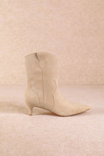 Beige Western Kitten Heel Ankle Boot