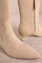 Beige Western Kitten Heel Ankle Boot