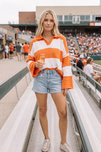 Orange/White Oversized Gameday Rugby Stripe Sweater