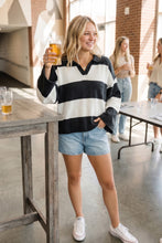 Black/White Oversized Gameday Rugby Stripe Sweater