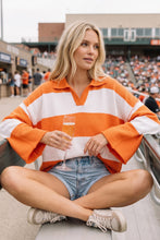 Orange/White Oversized Gameday Rugby Stripe Sweater