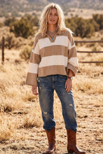 Taupe/Cream Oversized Gameday Rugby Stripe Sweater