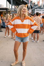 Orange/White Oversized Gameday Rugby Stripe Sweater