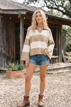Taupe/Cream Oversized Gameday Rugby Stripe Sweater