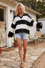 Black/White Oversized Gameday Rugby Stripe Sweater
