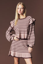Mocha/Choco Striped Ruffle Knit Set
