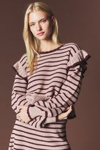 Mocha/Choco Striped Ruffle Knit Set