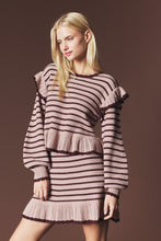Mocha/Choco Striped Ruffle Knit Set