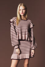 Mocha/Choco Striped Ruffle Knit Set