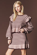 Mocha/Choco Striped Ruffle Knit Set