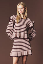 Mocha/Choco Striped Ruffle Knit Set
