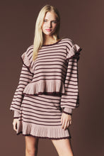 Mocha/Choco Striped Ruffle Knit Set