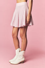 Light Pink Brushed Knit Ruffle Cardigan & Pleated Mini Skirt Set
