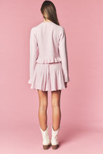 Light Pink Brushed Knit Ruffle Cardigan & Pleated Mini Skirt Set