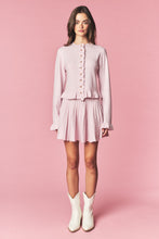 Light Pink Brushed Knit Ruffle Cardigan & Pleated Mini Skirt Set