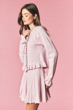 Light Pink Brushed Knit Ruffle Cardigan & Pleated Mini Skirt Set