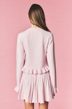 Light Pink Brushed Knit Ruffle Cardigan & Pleated Mini Skirt Set