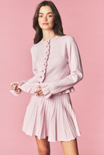 Light Pink Brushed Knit Ruffle Cardigan & Pleated Mini Skirt Set