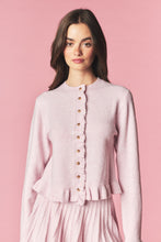 Light Pink Brushed Knit Ruffle Cardigan & Pleated Mini Skirt Set