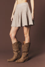 Mocha Brushed Knit Ruffle Cardigan & Pleated Mini Skirt Set