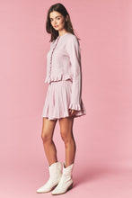 Light Pink Brushed Knit Ruffle Cardigan & Pleated Mini Skirt Set