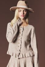 Mocha Brushed Knit Ruffle Cardigan & Pleated Mini Skirt Set