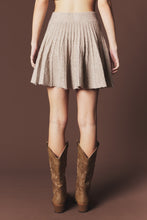 Mocha Brushed Knit Ruffle Cardigan & Pleated Mini Skirt Set