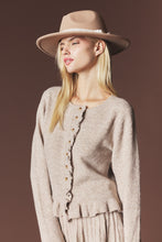 Mocha Brushed Knit Ruffle Cardigan & Pleated Mini Skirt Set