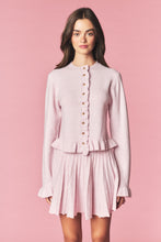 Light Pink Brushed Knit Ruffle Cardigan & Pleated Mini Skirt Set