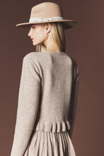 Mocha Brushed Knit Ruffle Cardigan & Pleated Mini Skirt Set