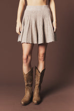 Mocha Brushed Knit Ruffle Cardigan & Pleated Mini Skirt Set